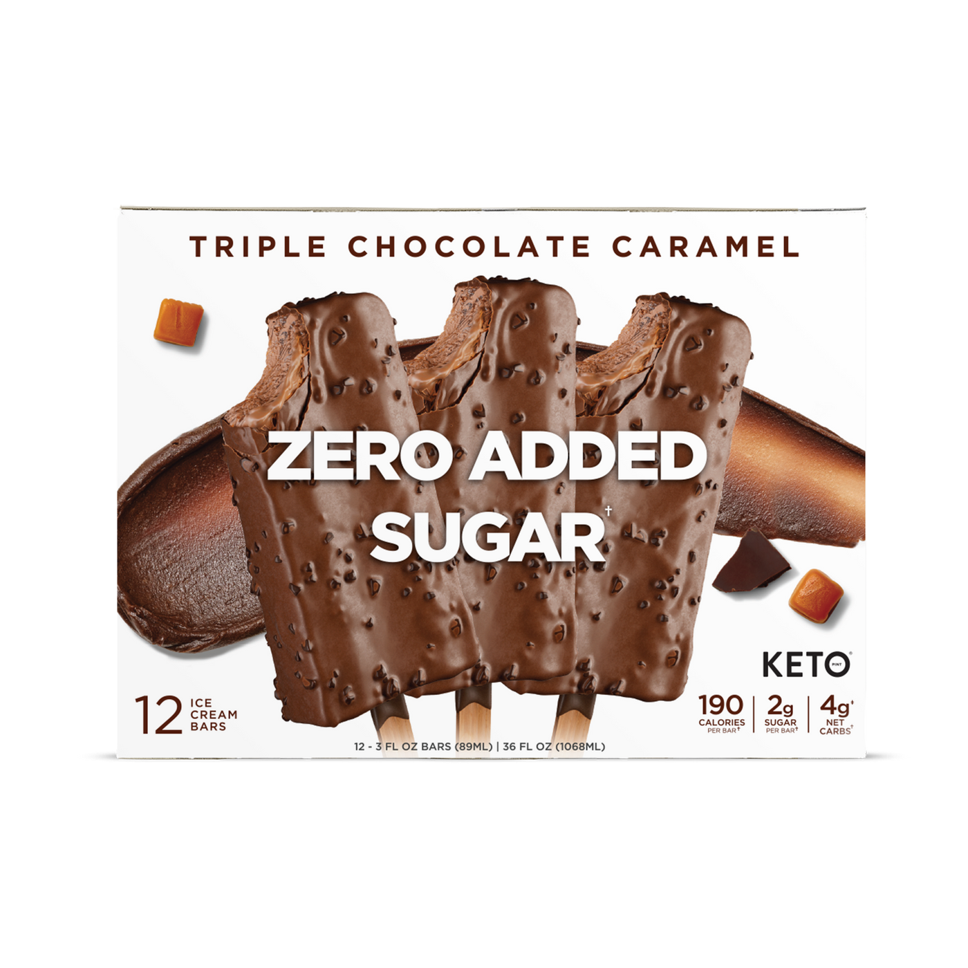 Zero Added Sugar Ice Cream Bars - Triple Chocolate Caramel 12 Pack