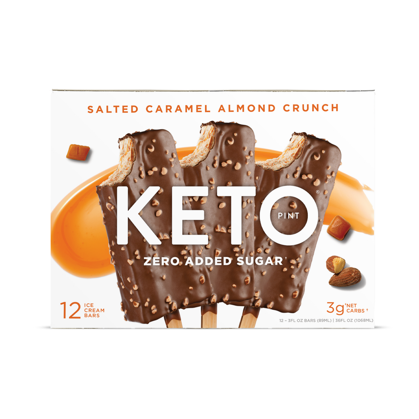 Zero Added Sugar Ice Cream Bars - Salted Caramel Almond Crunch